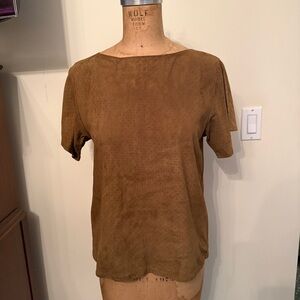 Vintage Liz Robert Robert Elliot Brown Perforated Suede Leather Shirt